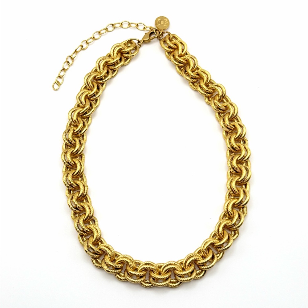 Susan Shaw Gold Tone Chunky Double Rope Link Chain Statement Necklace 16-19”